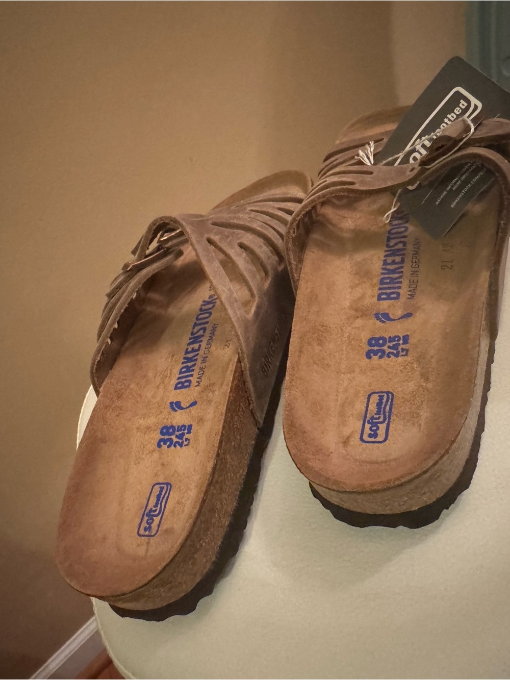 Birkenstock Suede Slide Sandals in Brown new - Picture 5 of 6